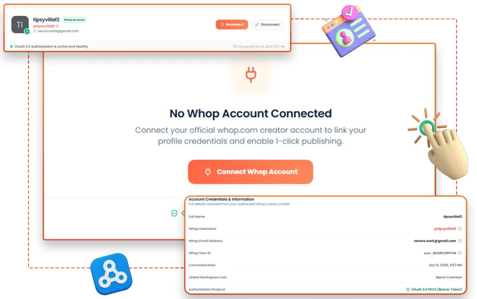 Whop Engine dashboard building a Whop membership business with AI